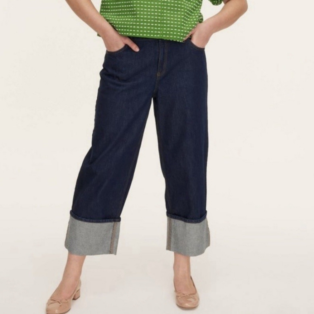 New Kate Spade X Target High-Rise Straight Leg Wide Cuff Denim Jeans Size 17